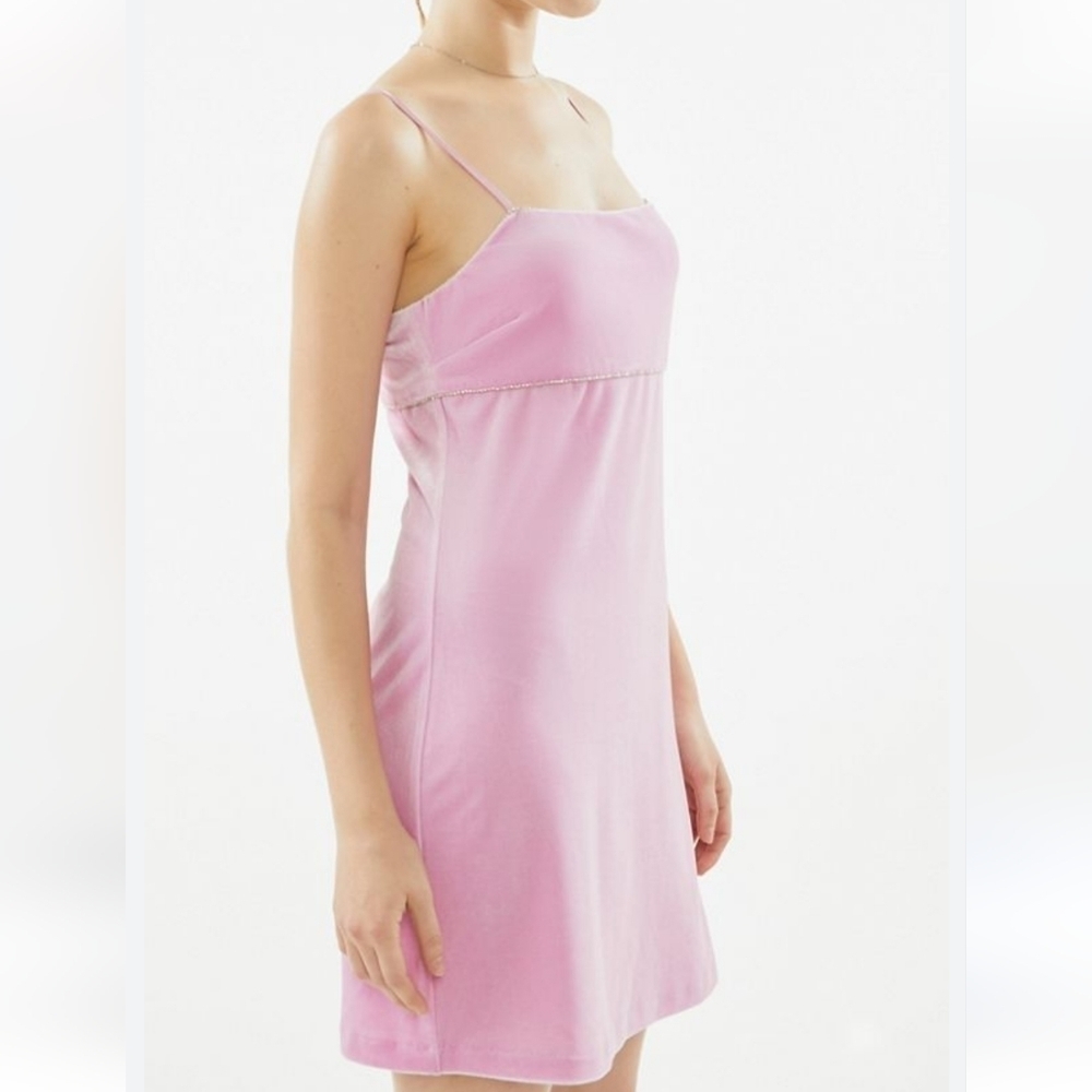 NWT Urban Outfitters Sunny Velvet Empire Waist Mini Dress Pink Size Large